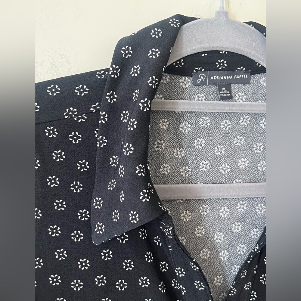 NWOT Adrianna Papell Black Sleeveless Tie-Front Top with Collar Women’s Size XL - Picture 3 of 13